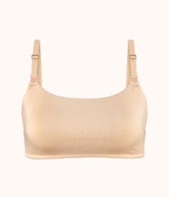 The All-Day Nursing Bralette: Toasted Almond 9 The All-Day Nursing Bralette: Toasted Almond -Wear Lively Shop 4 product flat front all day maternity bralette toasted almond
