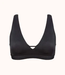 The Eco Deep V Bralette: Jet Black -Wear Lively Shop 4 product flat front eco deep v bralette jet black 76fb6f6e f5c1 4adf bf9b ed5119569042