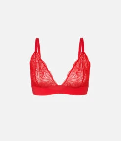 The Long-Lined Lace Bralette: Tomato Red -Wear Lively Shop 4 product flat front lace lined lace bralette tomato
