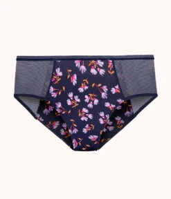 The Mesh High Waist Bikini: Navy Daisy -Wear Lively Shop 4 product flat front mesh high waist bikini navy daisy