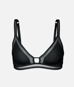 The Mesh Trim Bralette: Jet Black -Wear Lively Shop 4 product flat front mesh trim bralette jet black