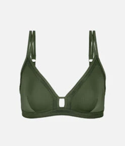 The Mesh Trim Bralette: Rich Olive -Wear Lively Shop 4 product flat front mesh trim bralette rich olive