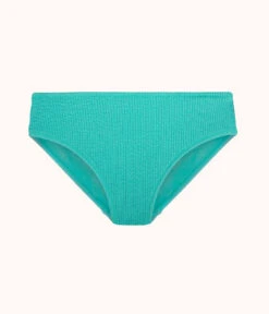 The Swim Ruched High Waist Bikini Bottom: Aquamarine -Wear Lively Shop 4 product flat front ruched high waist bikini aquamarine