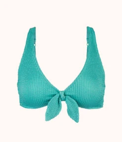 The Swim Ruched Plunge Bralette: Aquamarine -Wear Lively Shop 4 product flat front ruched plunge bralette aquamarine