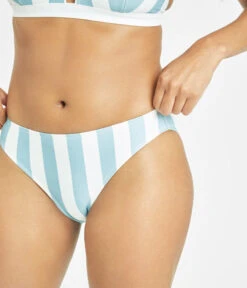 The Plunge Bralette & Bikini Swim Bundle: Cabana Stripe -Wear Lively Shop 5 on model front swim bikini cabana stripe