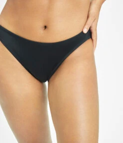 The Plunge Bralette & Bikini Swim Bundle: Jet Black -Wear Lively Shop 5 on model front swim bikini bottom jet black