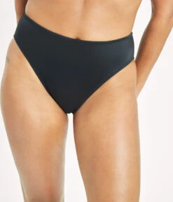 The All-You & High Waist Swim Bundle: Jet Black -Wear Lively Shop 5 on model front swim high waist bikini bottom jet black