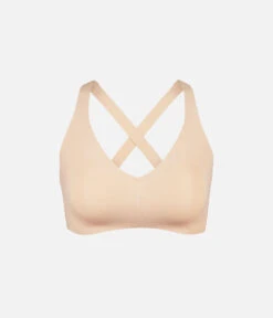 The Sleek Crossback Bralette: Toasted Almond 10 The Sleek Crossback Bralette: Toasted Almond -Wear Lively Shop 5 product flat cross front bralette toasted almond