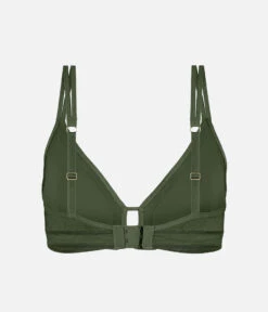 The Mesh Trim Bralette: Rich Olive -Wear Lively Shop 5 product flat back mesh trim bralette rich olive