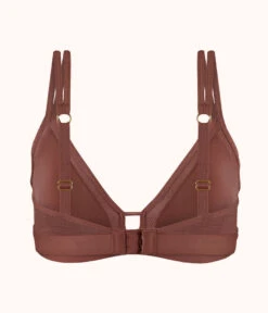 The Mesh Trim Padded Bralette: Umber -Wear Lively Shop 5 product flat back mesh trim padded bralette umber