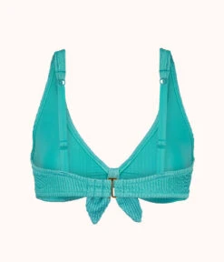 The Swim Ruched Plunge Bralette: Aquamarine -Wear Lively Shop 5 product flat back ruched plunge bralette aquamarine