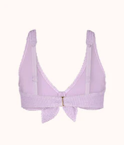 The Swim Ruched Plunge Bralette: Lilac -Wear Lively Shop 5 product flat back ruched plunge bralette lilac 198e80e9 afd2 465c 83b8 2eea092f2757