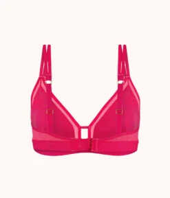 The Smooth Lace Bralette: Magenta -Wear Lively Shop 5 product flat back smooth lace bralette magenta