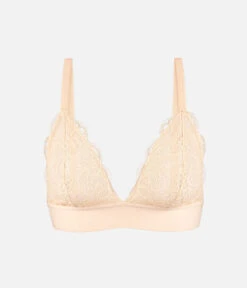 The Long-Lined Lace Bralette: Toasted Almond -Wear Lively Shop 5 product flat front long lined lace bralette toasted almond
