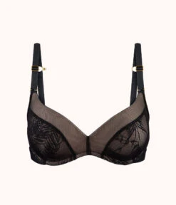 The Smooth Lace No-Wire Push-Up Bra: Jet Black/Soft Pink -Wear Lively Shop 5 product flat front smooth lace no wire push up jet black