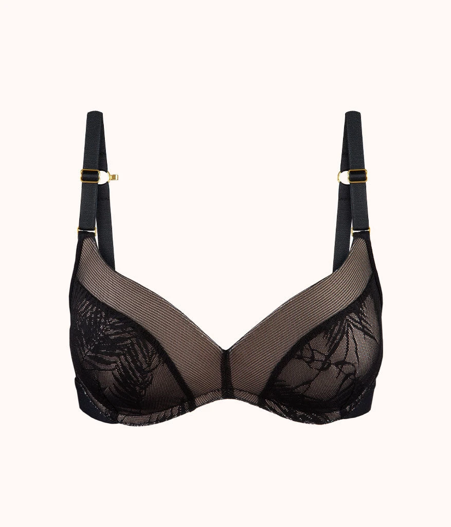 The Smooth Lace No-Wire Push-Up Bra: Jet Black/Soft Pink - Image 5