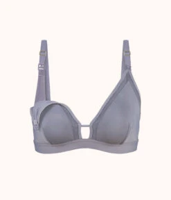 The Mesh Trim Nursing Bralette: Smoke -Wear Lively Shop 5 product flat front1 mesh trim maternity bralette smoke f190a93a 1406 4741 8ffb dd722ca54cae
