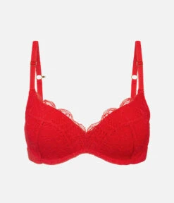 The Lace No-Wire Push-Up: Tomato Red -Wear Lively Shop 6 product flat front lace no wire push up tomato