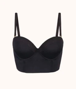 The Low Back Strapless: Jet Black -Wear Lively Shop 6 product flat front1 low back strapless jet black