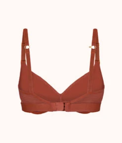 The Metallic Palm No-Wire Push-Up: Burnished Mahogany/Metallic Palm Print 5 The Metallic Palm No-Wire Push-Up: Burnished Mahogany/Metallic Palm Print -Wear Lively Shop 7 product flat back metallic palm nwpu burnished mahogony foil