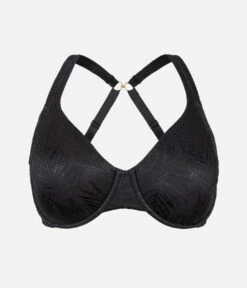 The Smooth Lace Minimizer Bra: Jet Black -Wear Lively Shop 7 product flat front1 smooth lace minimizer jet black