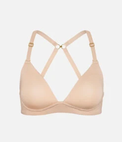 The All-Day Plunge No-Wire Bra: Toasted Almond -Wear Lively Shop 9 product flat front1 all day plunge no wire toasted almond