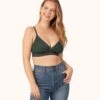 The Busty Stripe Mesh Bralette: Emerald