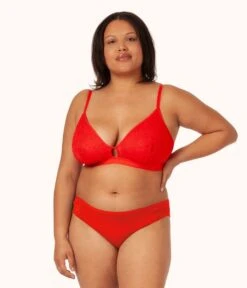 The Palm Lace Bikini: Tomato Red -Wear Lively Shop on model front palm lace bikini tomato 7a578d14 28a1 4c7d b52a eefd435f81eb