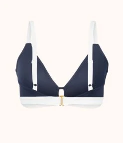 The Swim Busty Bralette: Navy/White -Wear Lively Shop product flat back the busty bralette top navy white 4f981e41 945f 47c1 8bad 8d63912ee55e