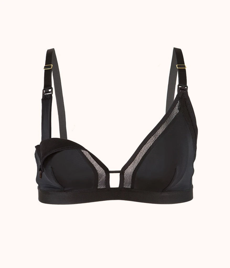 The Mesh Trim Nursing Bralette: Jet Black 6 The Mesh Trim Nursing Bralette: Jet Black - Image 6