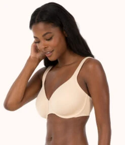 The Minimizer Bra: Toasted Almond -Wear Lively Shop sizeswap 32DDD 2 front minimizer toasted almond