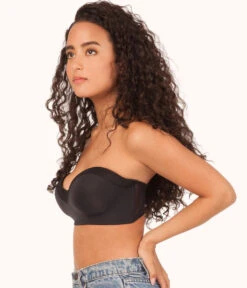 The No-Wire Strapless: Jet Black -Wear Lively Shop sizeswap 32DD 2 side no wire strapless jet black