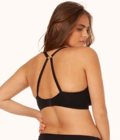 The All-Day Plunge No-Wire Bra: Jet Black -Wear Lively Shop sizeswap 36DD 3 back all day plunge no wire bra jet black