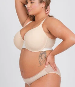 The T-Shirt Bra: Toasted Almond -Wear Lively Shop sizeswap 38DDD 2 side tshirt bra toasted almond